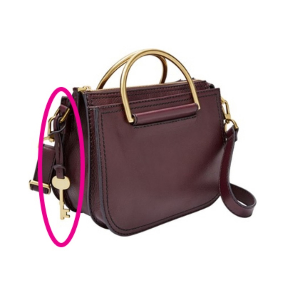 Fossil Ryder Mini Satchel hanging key in color fig